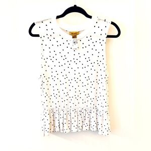 White Sleeveless Top with Blue Stars